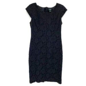 J Crew Black Floral Lace Sheath Dress